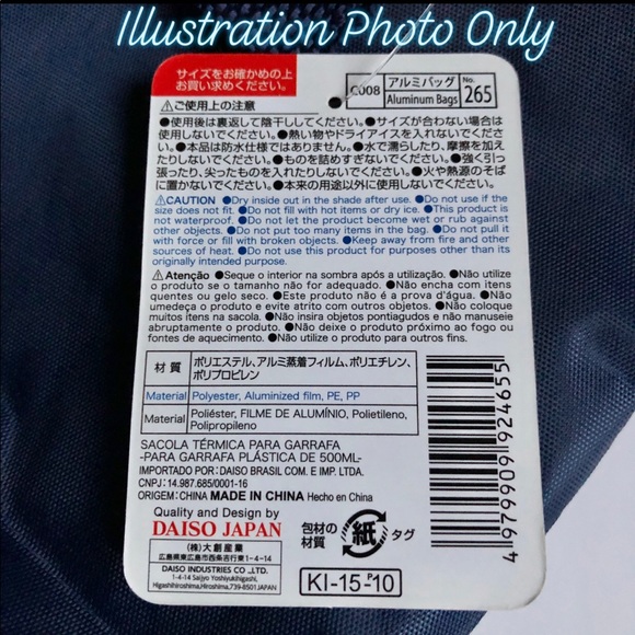 3/$15 NEW Lunch + Thermal Bottle Bag Carrier Insulated Drawstring Navy Blue NWOT - Picture 6 of 13